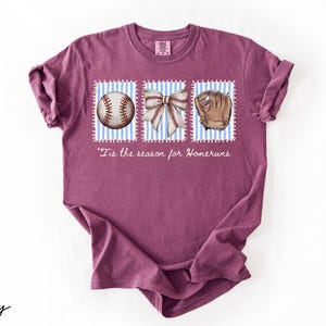 Comfort Colors® Baseball Mama Shirt, Tis the Season for Homeruns Tee, Game Day Tee For Women, Baseball Season T-Shirt, Sports Mom Shirt Gift image 12