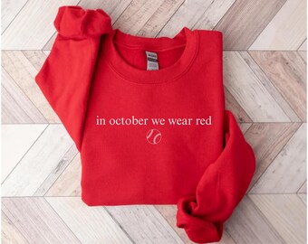 Red October Baseball Sweatshirt, Gameday Pullover For Baseball Fans, Fall Baseball Crewneck, Mama Baseball Shirt, Gift For Sports Mom Shirt