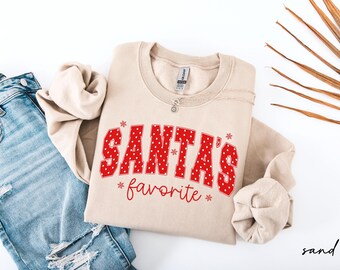 Santa's Favorite Christmas Sweatshirt, Funny Holiday Crewneck, Women's Festive Shirt, Winter Sweater, Retro Xmas Party Shirt, Christmas Gift