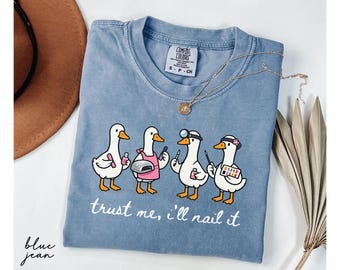 Silly Goose Nail Tech Shirt, Comfort Colors® Cosmetology Tee, Funny Nail Artist Gift, Manicurist Appreciation Gift, Gift For Nail Technician