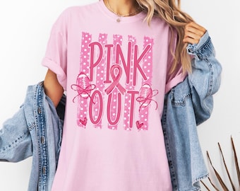Comfort Colors® Pink Out Cancer Shirt, In October We Wear Pink Tee, Breast Cancer Awareness Shirt, Cancer Fighter Gift, Cancer Survivor Gift