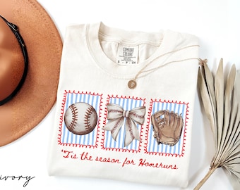 Comfort Colors® Baseball Mama Shirt, Tis the Season for Homeruns Tee, Game Day Tee For Women, Baseball Season T-Shirt, Sports Mom Shirt Gift