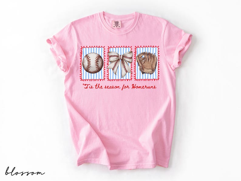 Comfort Colors® Baseball Mama Shirt, Tis the Season for Homeruns Tee, Game Day Tee For Women, Baseball Season T-Shirt, Sports Mom Shirt Gift image 6