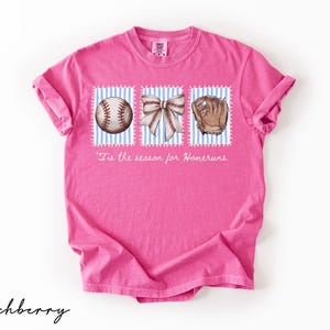 Comfort Colors® Baseball Mama Shirt, Tis the Season for Homeruns Tee, Game Day Tee For Women, Baseball Season T-Shirt, Sports Mom Shirt Gift image 8