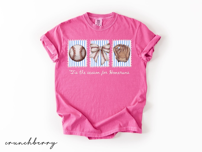 Comfort Colors® Baseball Mama Shirt, Tis the Season for Homeruns Tee, Game Day Tee For Women, Baseball Season T-Shirt, Sports Mom Shirt Gift image 8