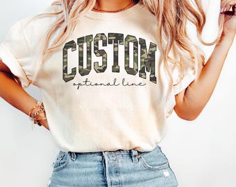 Comfort Colors® Custom Camo Shirt, Hunting Season Sweatshirt, Deer Hunter Gift,Camouflage Tee For Women,Hunting Shirt,personalized camo name