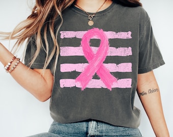 Comfort Colors® Cancer Pink Ribbon Shirt, Breast Cancer Awareness Tee, Cancer Fighter Gift, Chemotherapy Gift, October Cancer Survivor Gifts