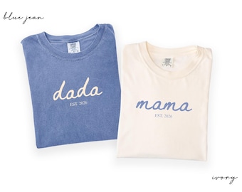 Comfort Colors® Matching Mom And Dad Shirts Est 2026, Personalized Pregnancy Reveal Shirt, Custom New Parents Tee, Baby Announcement Gifts