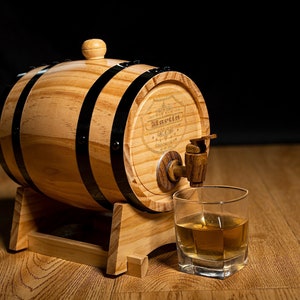 Barril de whisky de roble personalizado, barril de whisky para papá, barril de bourbon, bar en casa, regalos de padrinos, regalos de padrino, regalos para padre y abuelo