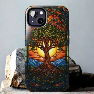 Tree of Life Stained Glass Style iPhone 15 14 13 12 11 Pro Max mini Case iPhone XS Max XR Case iPhone 8 15 14 Plus Case Samsung Pixel