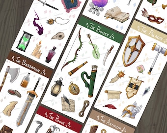 Dungeons & Dragons Class Themed Inventory - Sticker Sheet