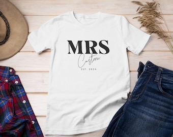 Bride to Be Shirt, Bridal Party Shirt, Personalized 'Mrs. [Last Name]' Bridal Tee – Customized Gift for the Future Bride! Custom Mrs Shirt