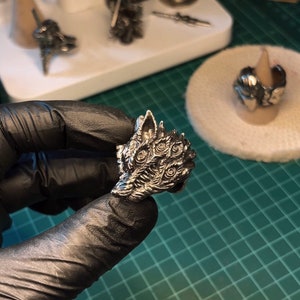 Handmade Sterling Silver Fox Devil Ring - Chainsaw Man Anime