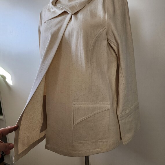 L Beyond Threads apron front beige jacket asymetr… - image 10