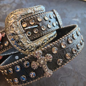 Rhinestone Cross Belt - Etsy