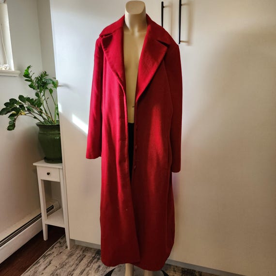 Women's 18W Red Full Length Wool Coat by Chadwicks of Boston Full