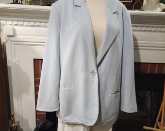 14/16 Light Blue Muted Pastel Women's Blazer, Single Button Professional Jacket by Courtenay