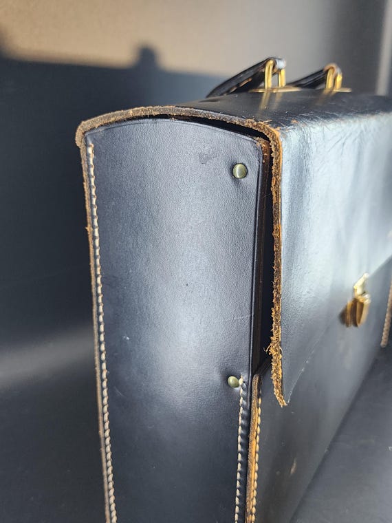 Vintage Pilot Flight Case / Map Case Black Leathe… - image 5