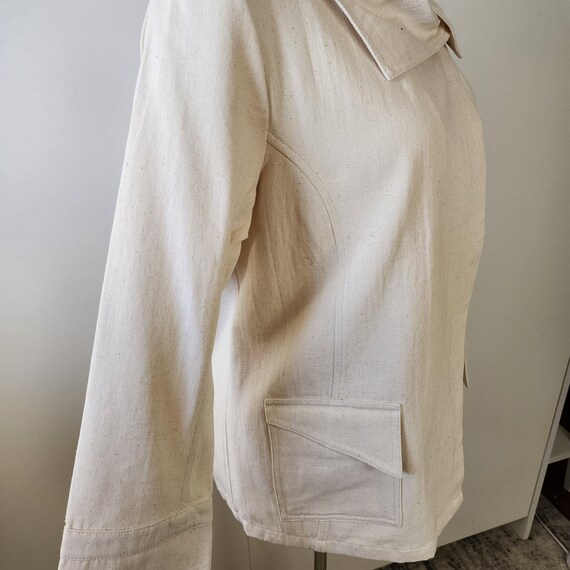 L Beyond Threads apron front beige jacket asymetr… - image 3