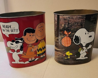 Choice Vintage Snoopy Metal Waste Bin Trash Can - Etsy