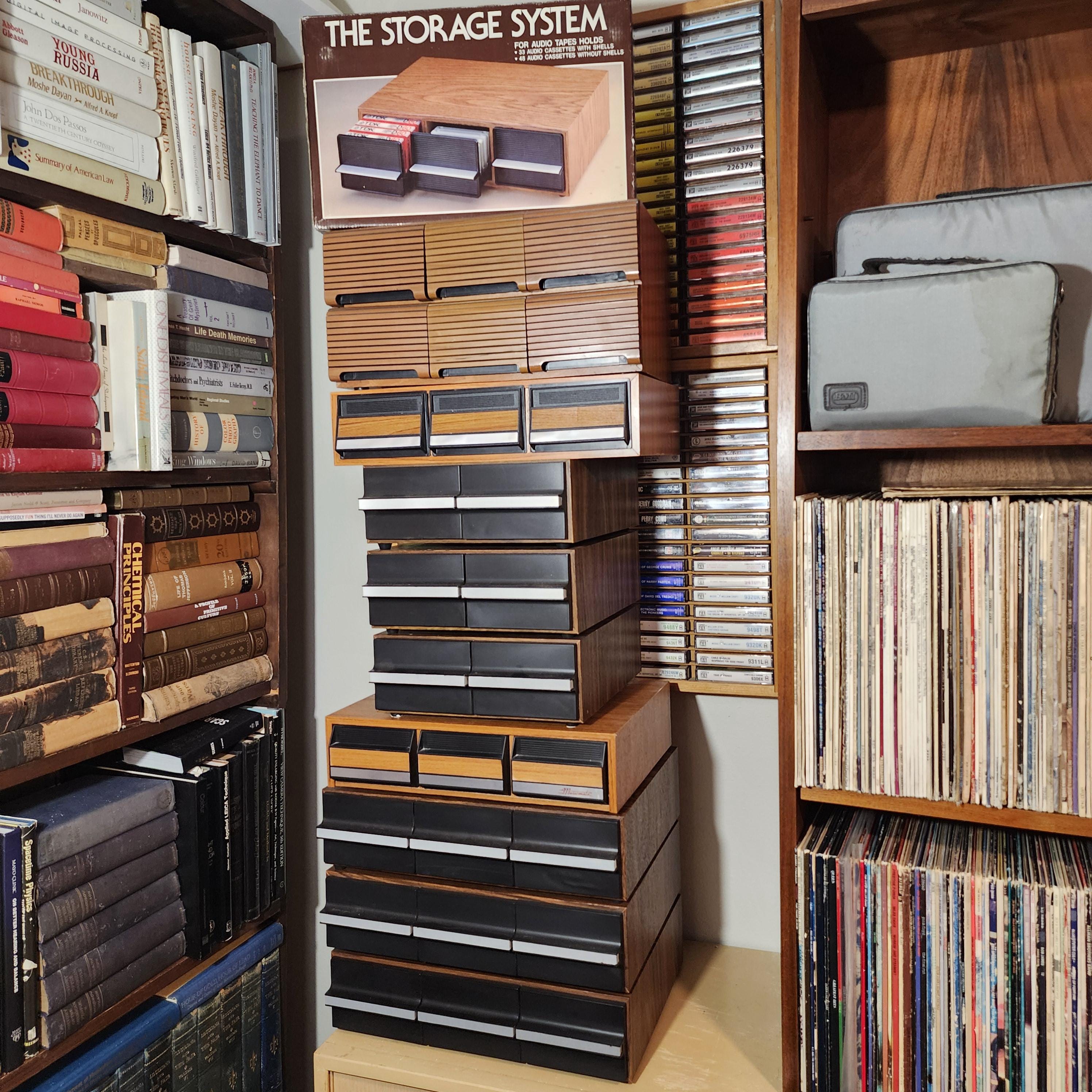 Vintage Faux Wood Cassette Tape Storage, 80s Media Organizer, Sold ...
