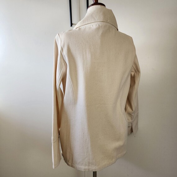 L Beyond Threads apron front beige jacket asymetr… - image 9