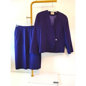 Vintage Pendleton Wool Skirt Suit Women Medium Purple Workwear Blazer Set