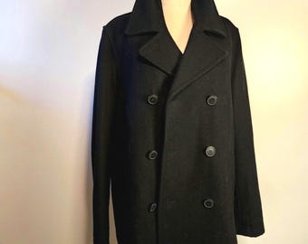 40s　NAVAL CLOTHING FACTORY PEA COAT BLK H14W-Peacoat-8-button-naval-