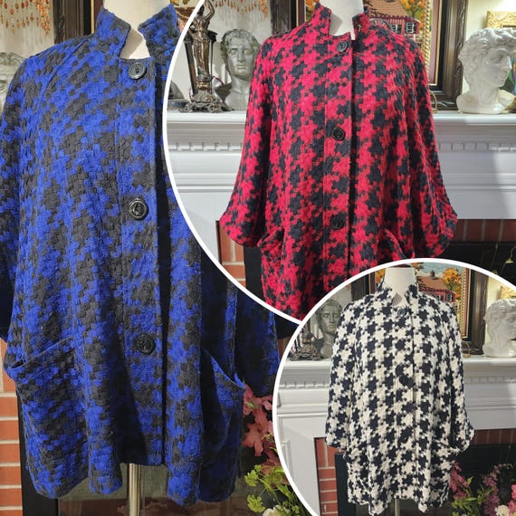 1X Houndstooth Coat Choice of Blue, Red, or White… - image 1