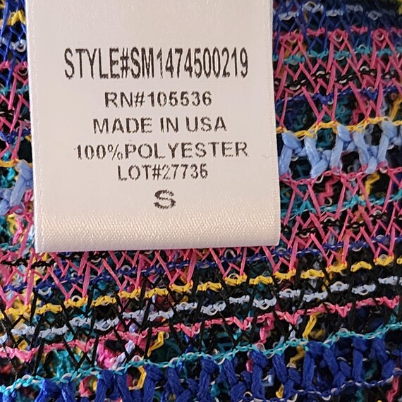 S multicolored open front cardigan colorful blue … - image 4