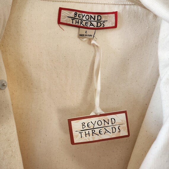 L Beyond Threads apron front beige jacket asymetr… - image 2