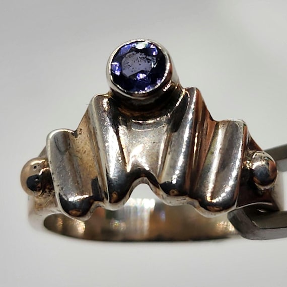 Tanzanite & Sterling Silver Ring, Size 6, Artisan Handmade Bohemian Style Gemstone Ring