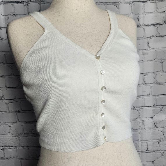 L off white layerable basic cotton blend button u… - image 1