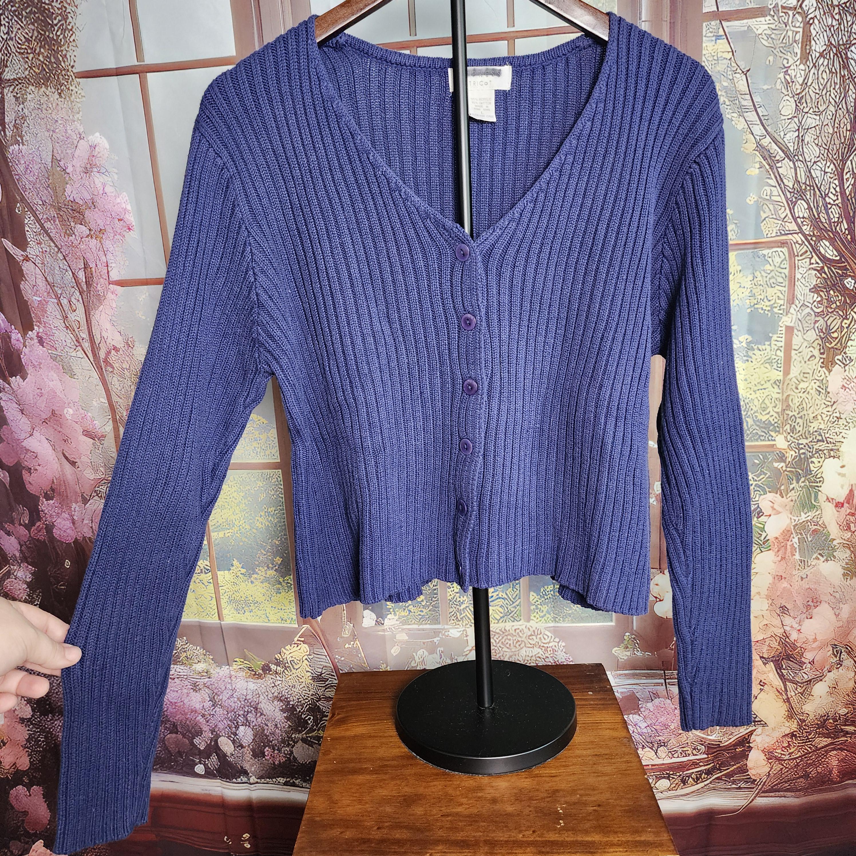 レディース 古着 90s EXPRESS TRICOT 花 フラワー ヘビー ウール