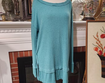 L Teal Green Northshore Thermal Long Tunic Free People
