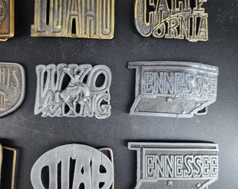 Vintage State Themed Metal Belt Buckle, California, Utah, Idaho, Wyoming, or Tennessee