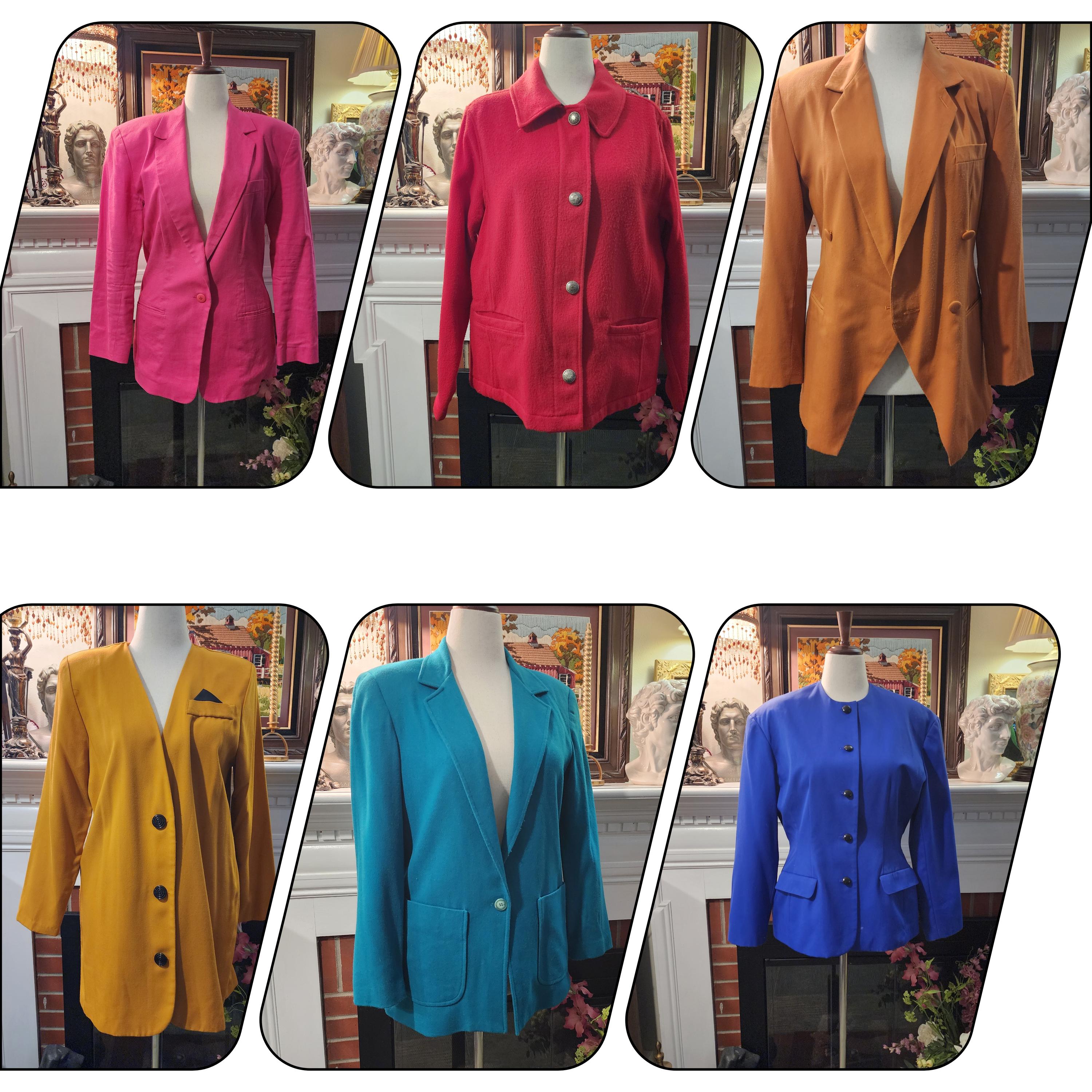 Bright Vintage Colorful Blazer Jackets - Choice of Pink, Red