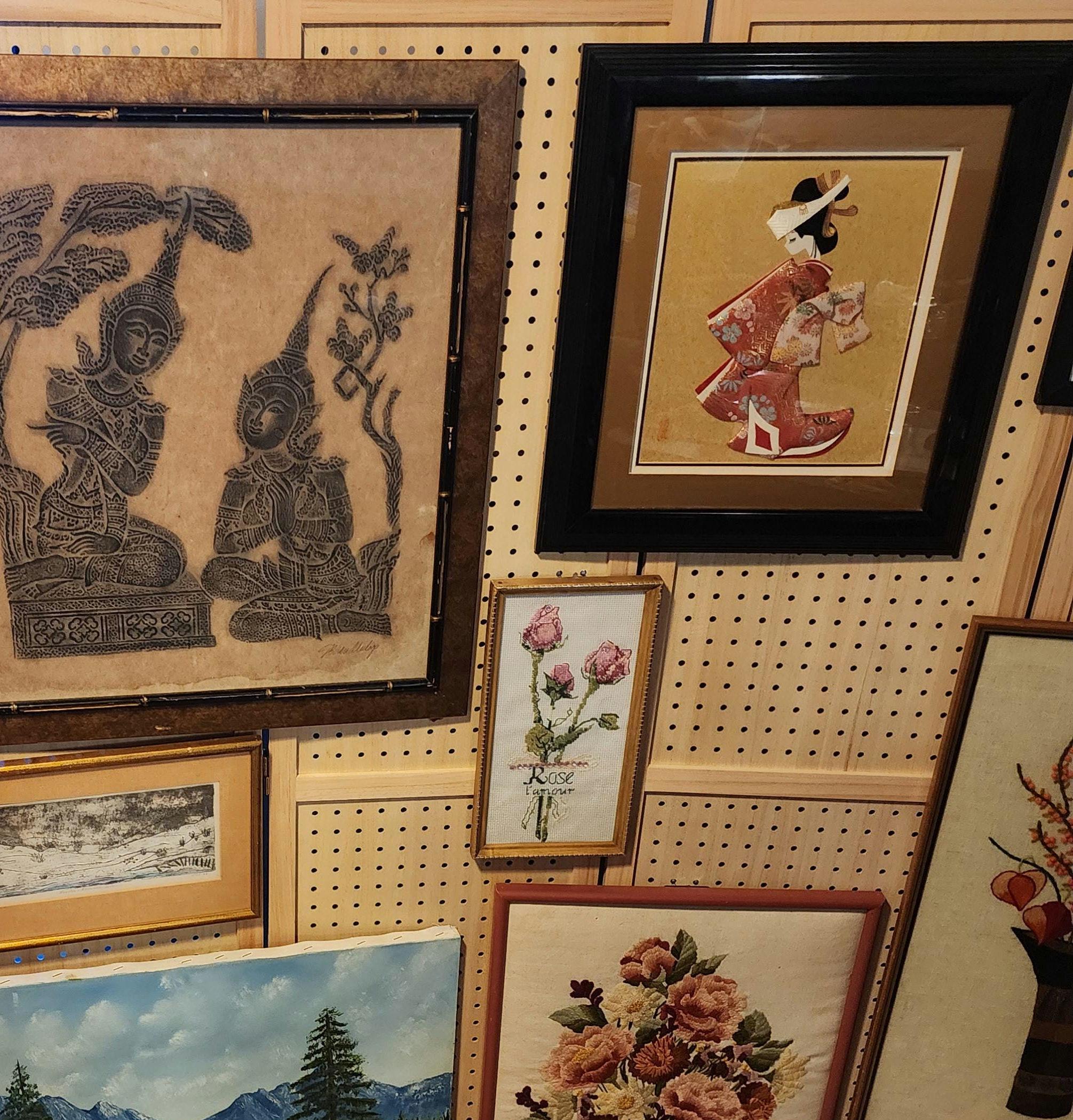 Vintage OSHIE Girl Wall Art | Folk Art From Japan I Framed and
