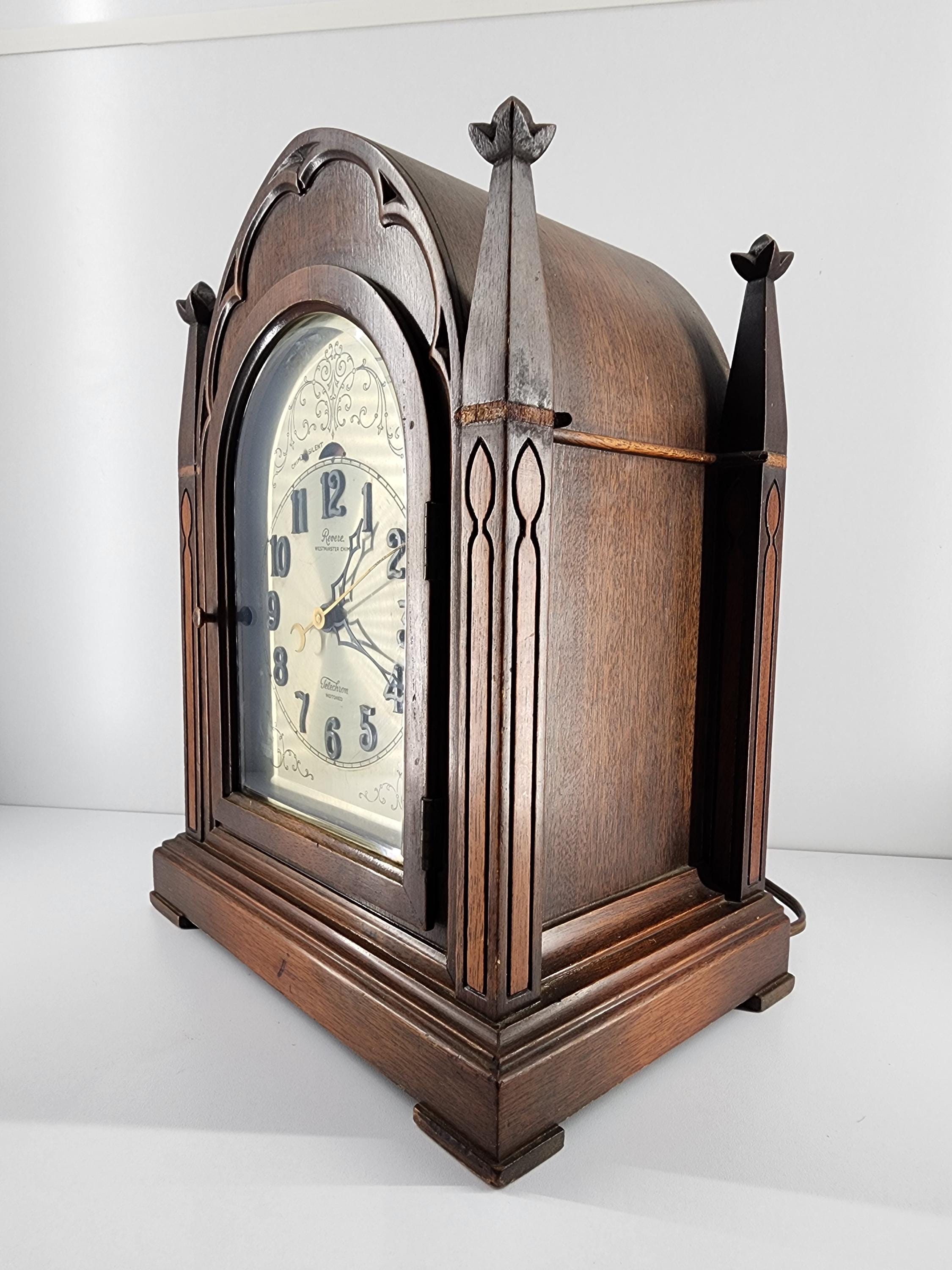 Antique 1925 Gothic Revere Telechron Motored Westminster Chime Wooden ...