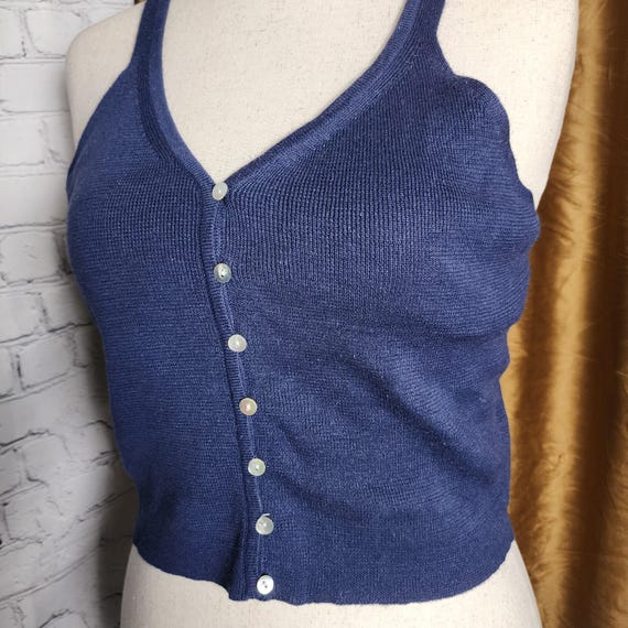 L deep dark blue layerable basic cotton blend but… - image 3