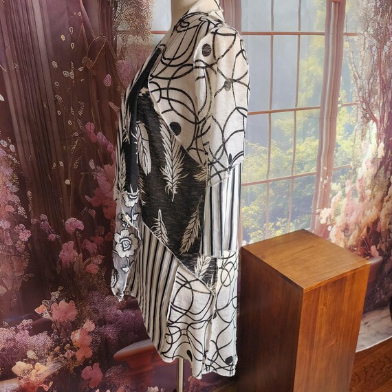 L | Vintage Black and White Patchwork Cardigan: A… - image 4