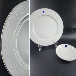 Crown Victoria China | Lovelace Pattern White and Silver China Dishes Vintage Discontinued Crafted in Japan