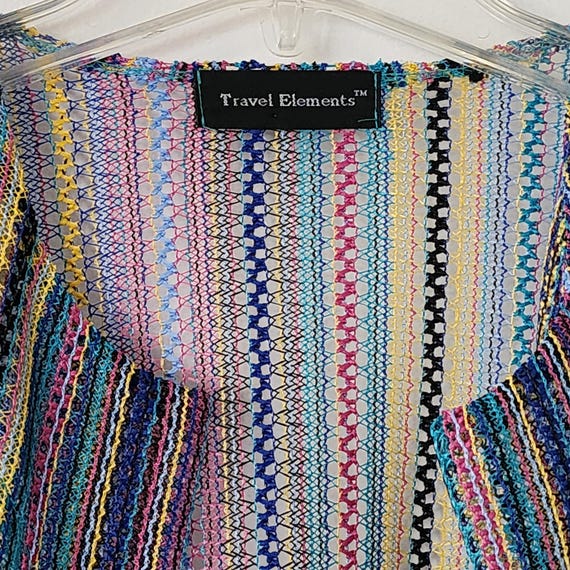 S multicolored open front cardigan colorful blue … - image 3