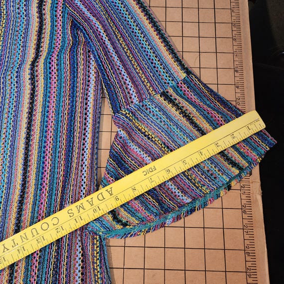 S multicolored open front cardigan colorful blue … - image 9