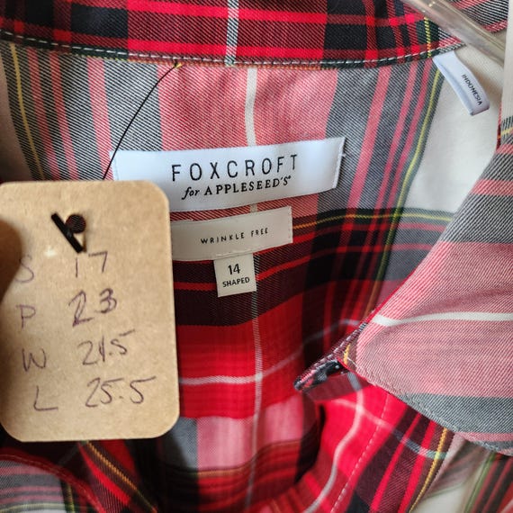 14 wrinkle free button up collared plaid blouse b… - image 3