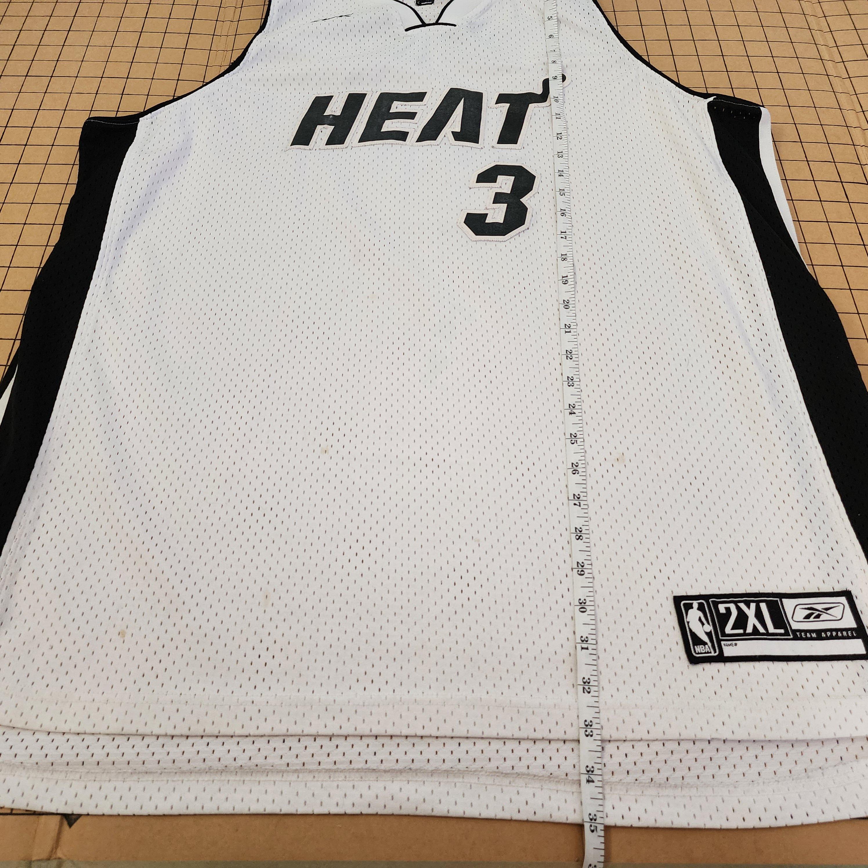稀少 NBA Reebok ユニフォーム HEAT ウェイド Wade 2XL NBA XXL Dwyane Wade Miami Heat Reebok White Jersey Mens Extra