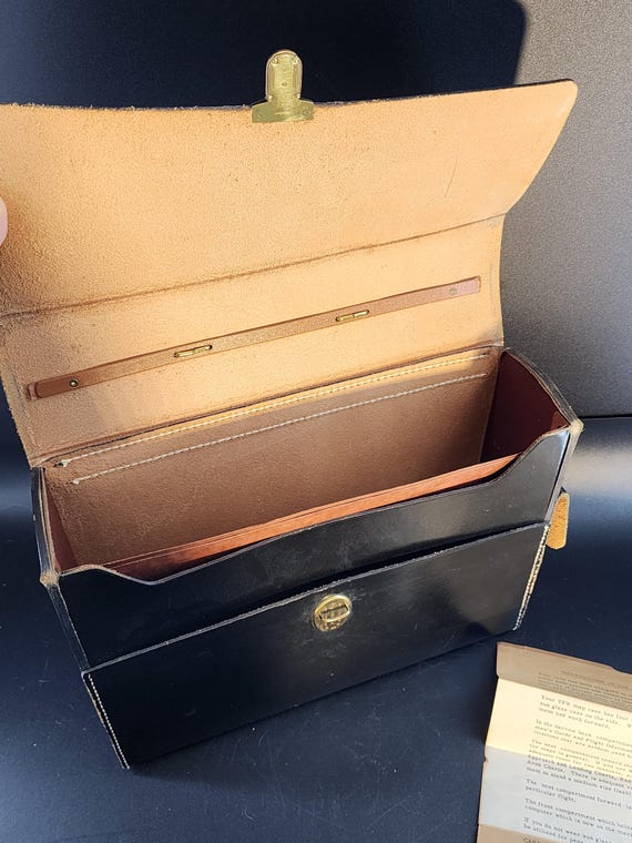 Vintage Pilot Flight Case / Map Case Black Leathe… - image 9