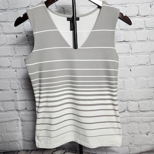 S gray and white ombre striped v-neck tank, 2000s top from The Limited, women&#39;s small, fitted neutral basic tank