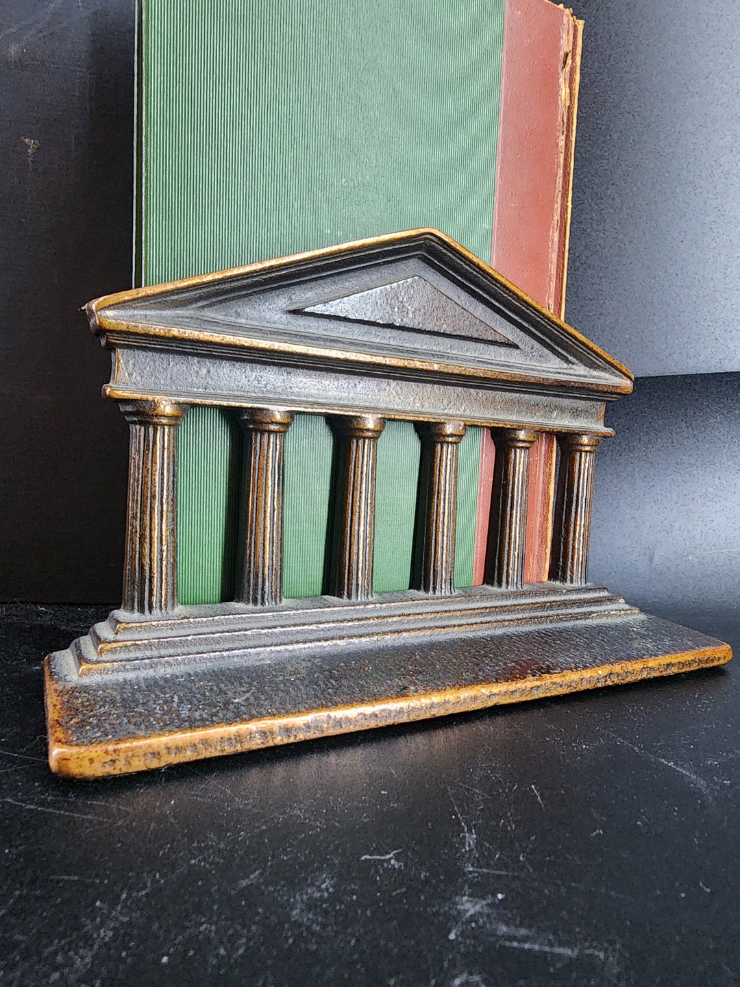 Pair of Vintage Bronze Columns / Parthenon Itaian Verona Bookends