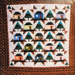 My Little Town Miniature Paper-Pieced Quilt by Carol Doak, completed size 12&quot; x 12&quot;, instructions for alternating home and ever green trees